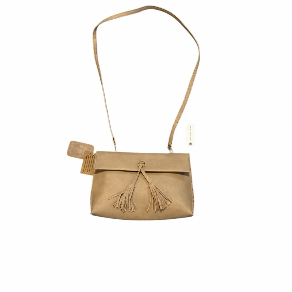 Anthropologie Street Level Genuine Leather Crossbody Purse Tassel‎ NWT